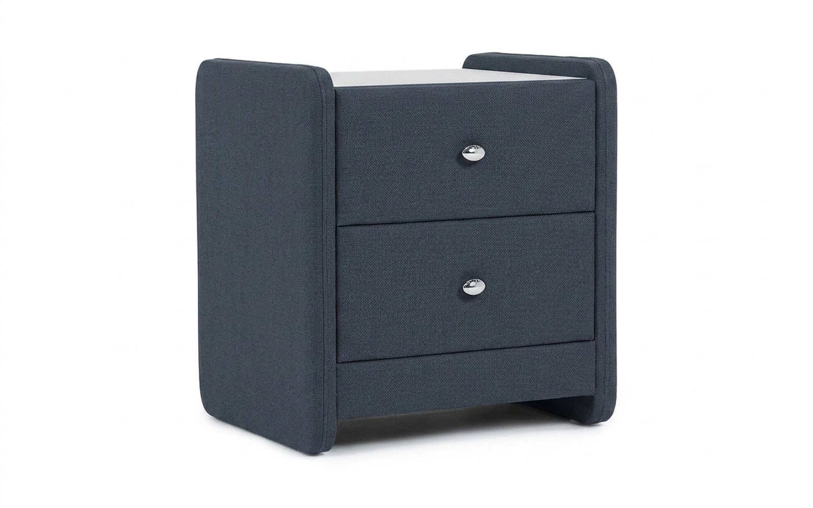 Classic 2 nightstand in Sky Velvet 40 fabric, product photo on white background