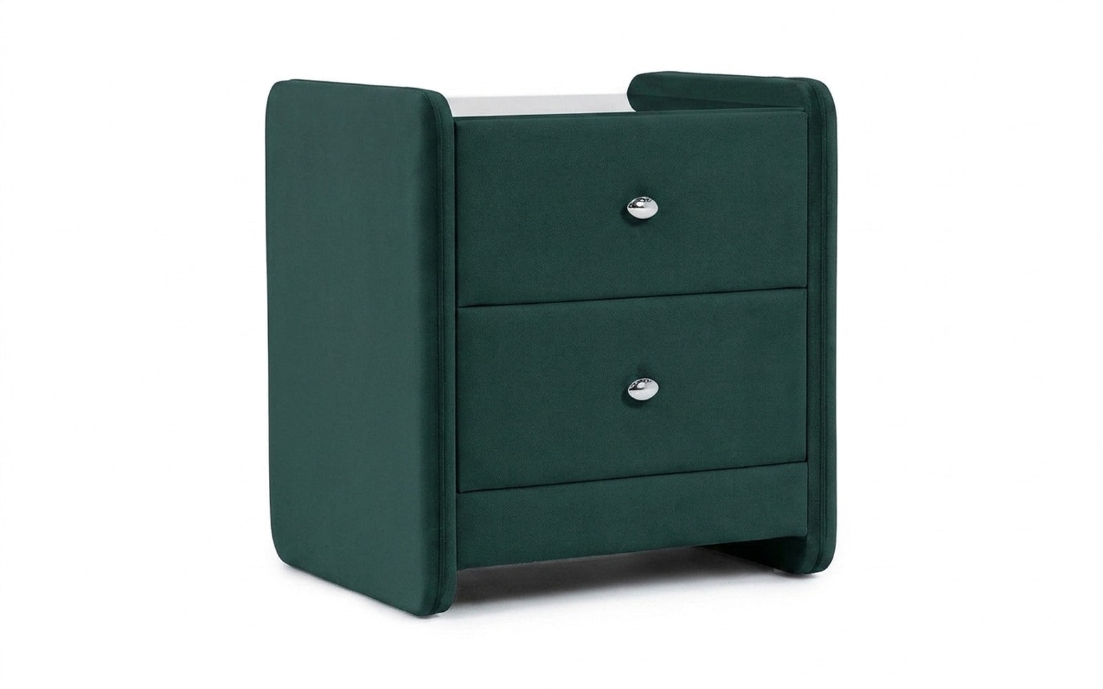 Classic 2 nightstand in Sky Velvet 42 fabric, product photo on white background