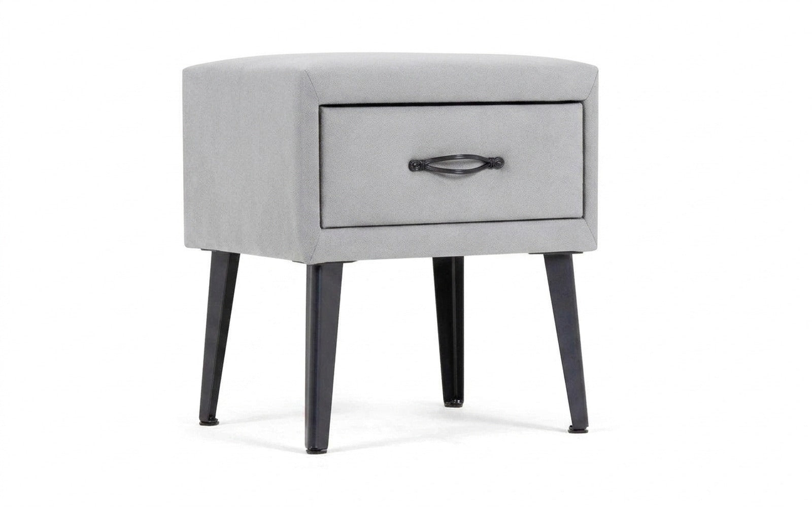 Fresca nightstand in Prime Grey fabric, product photo on white background