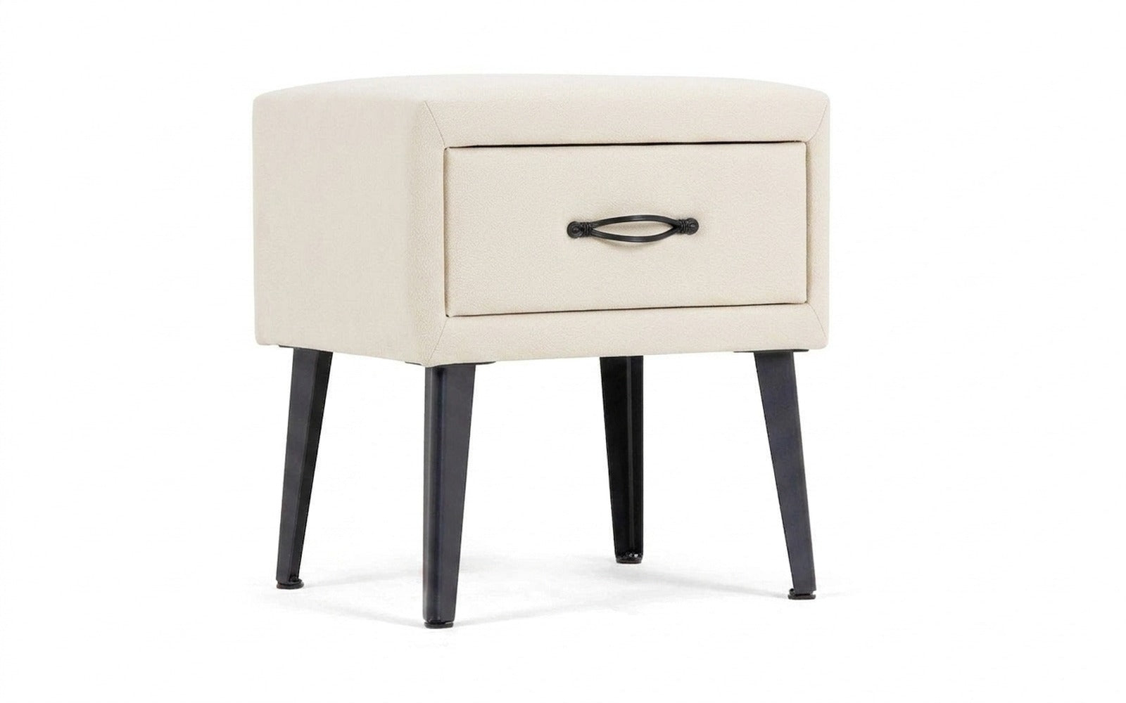 Fresca nightstand in Prime White fabric, product photo on white background