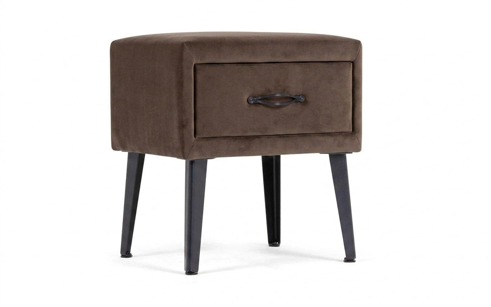 Fresca nightstand in Sky Velvet 02 fabric, product photo on white background