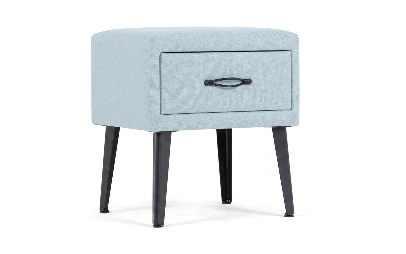 Fresca nightstand in Sky Velvet 18 fabric, product photo on white background