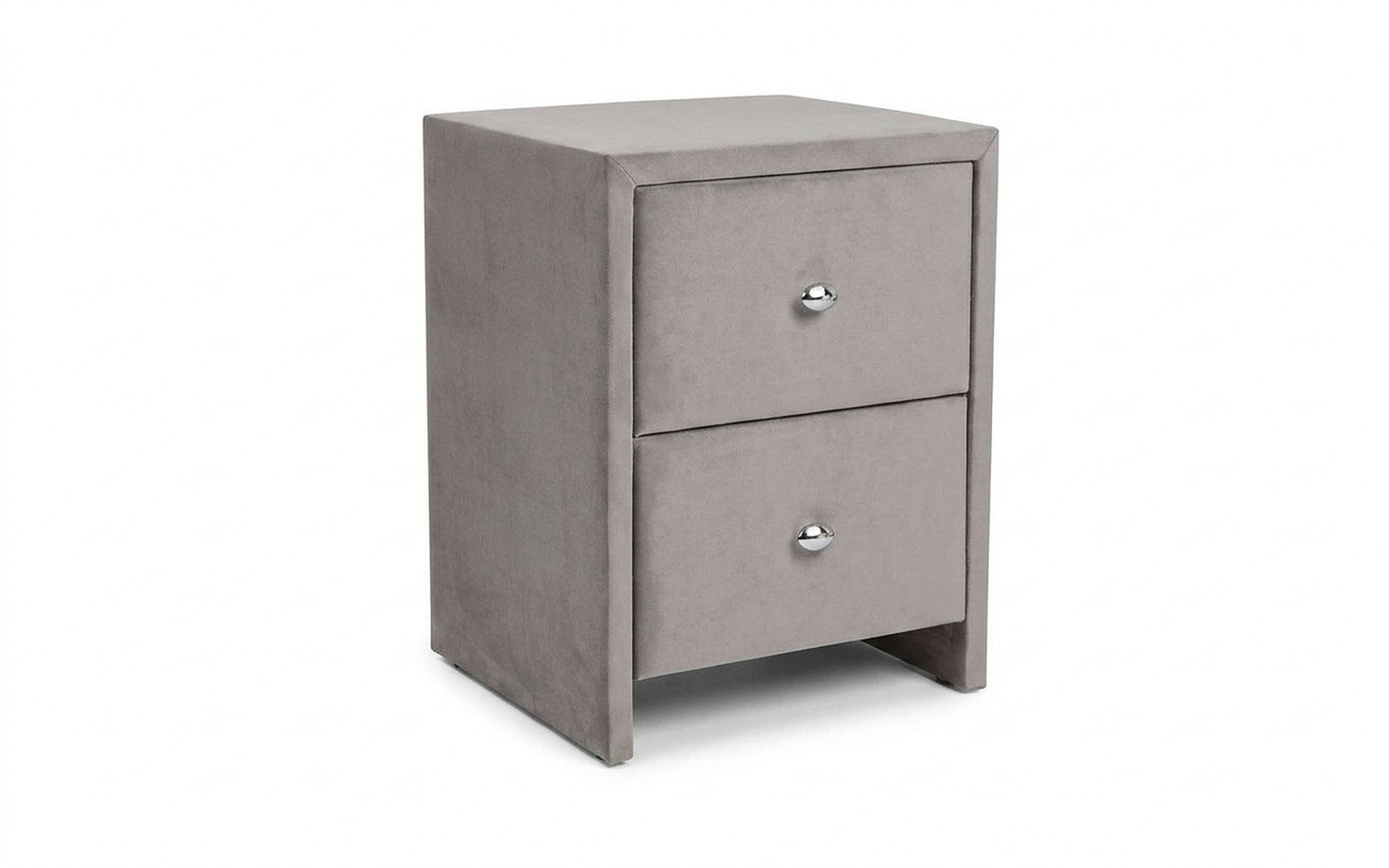 Hanna nightstand in Casanova Grey fabric, product photo on white background
