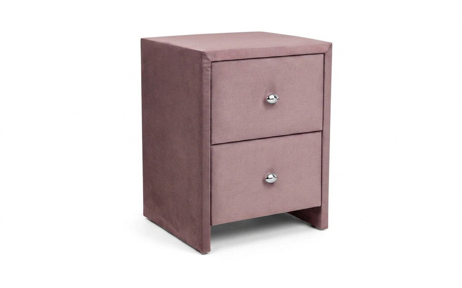 Hanna nightstand in Sky Velvet 01 fabric, product photo on white background