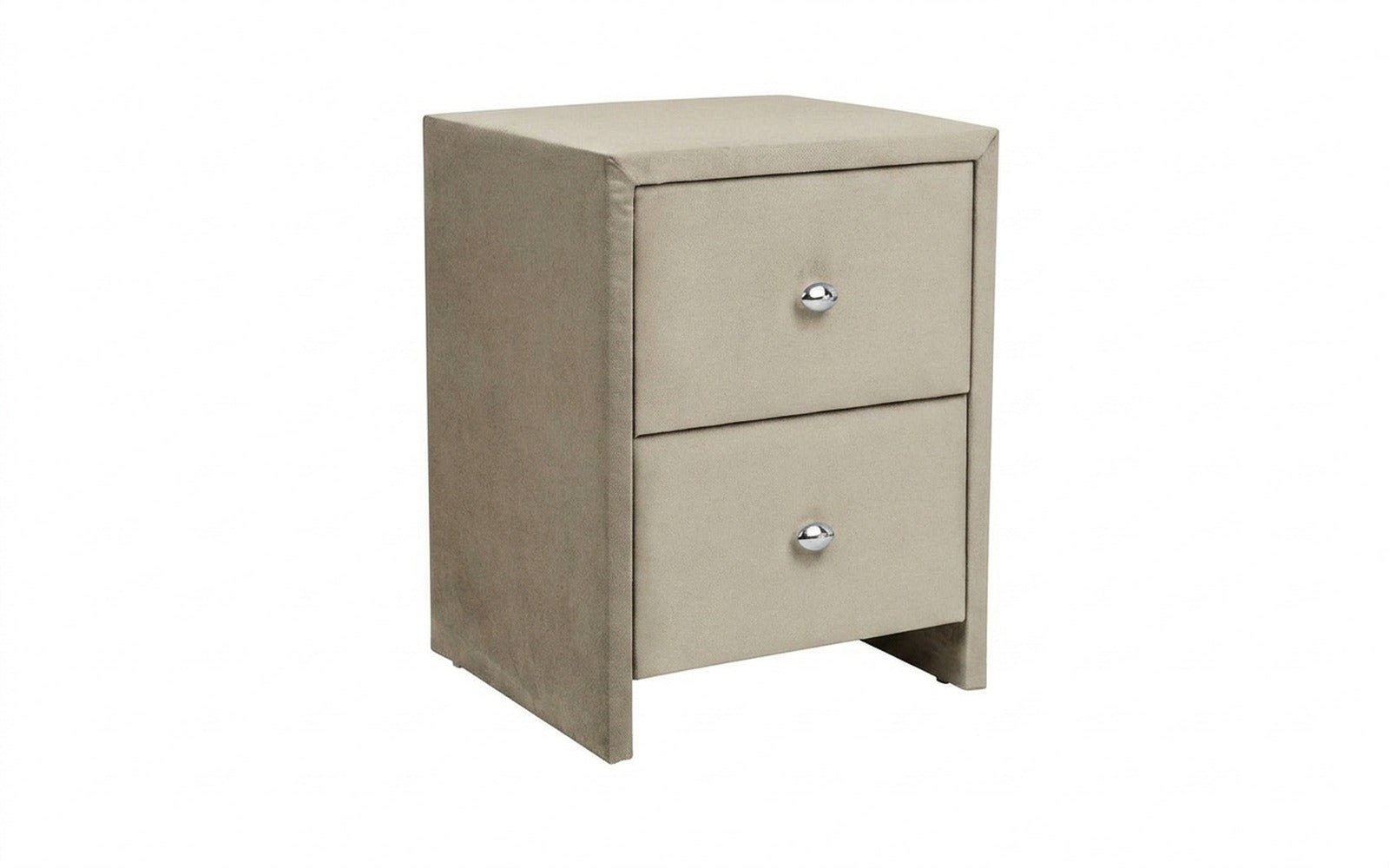 Hanna nightstand in Sky Velvet 03 fabric, product photo on white background