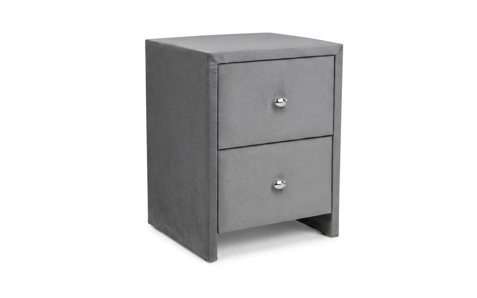 Hanna nightstand in Sky Velvet 08 fabric, product photo on white background