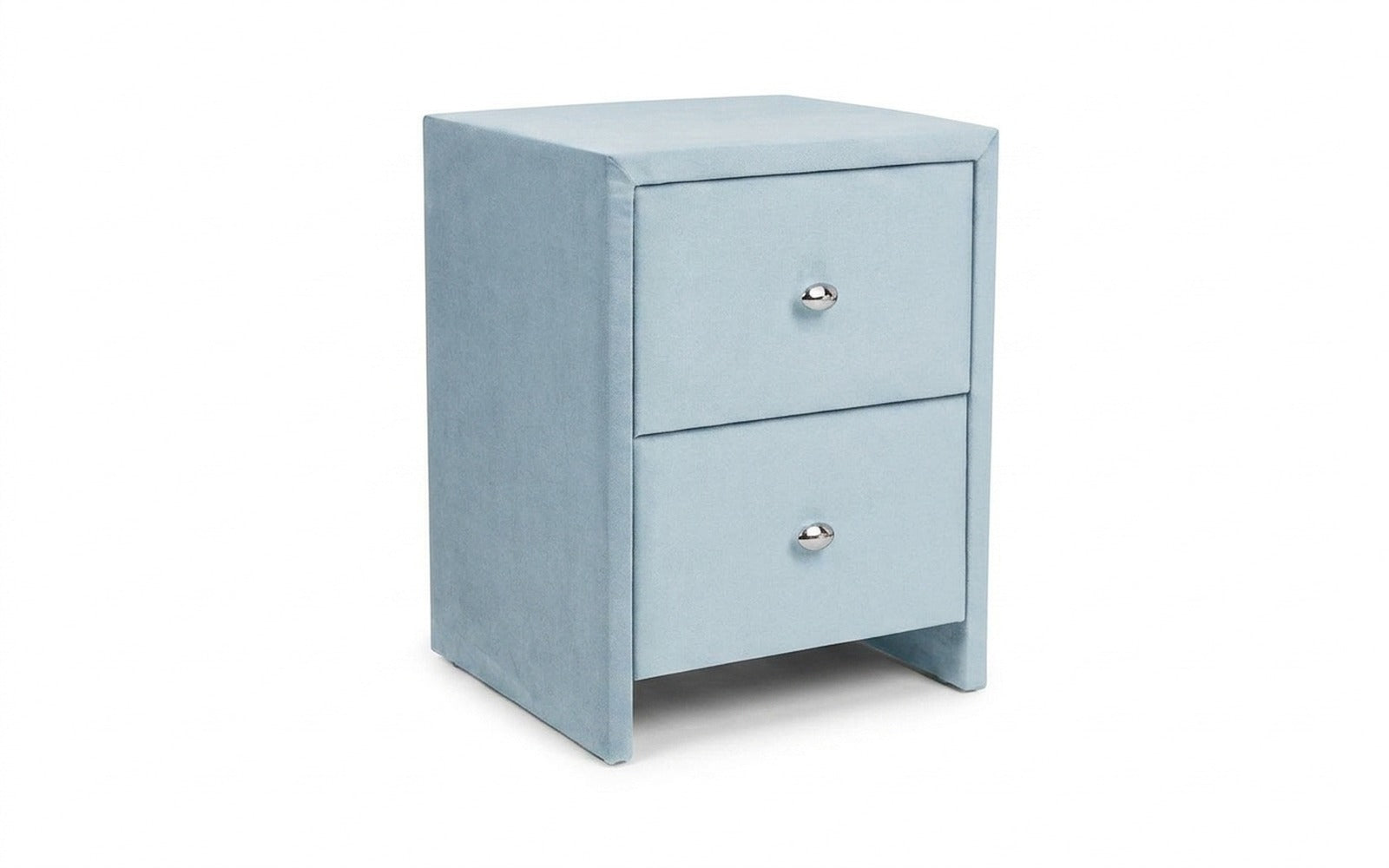 Hanna nightstand in Sky Velvet 18 fabric, product photo on white background