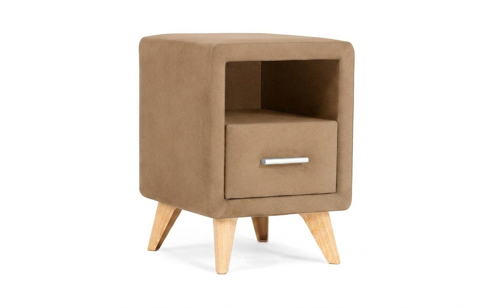 Leda nightstand in Casanova Beige fabric, product photo on white background