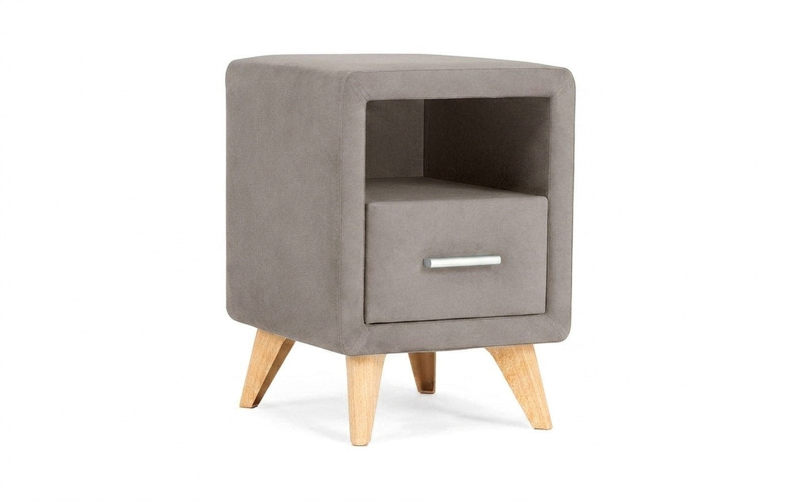 Leda nightstand in Casanova Grey fabric, product photo on white background