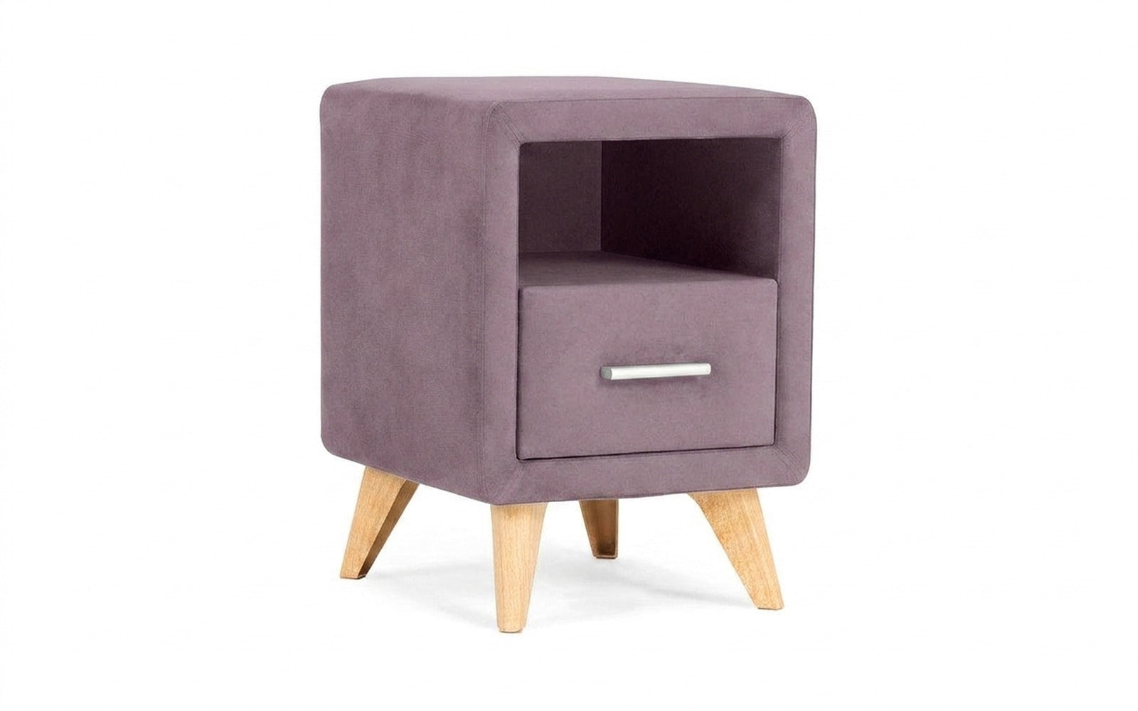 Leda nightstand in Casanova Lilac fabric, product photo on white background
