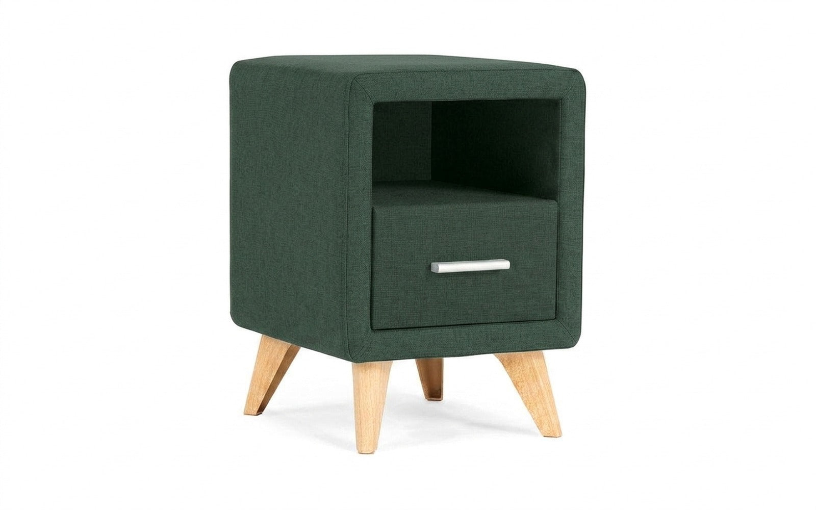 Leda nightstand in Lidot Green fabric, product photo on white background