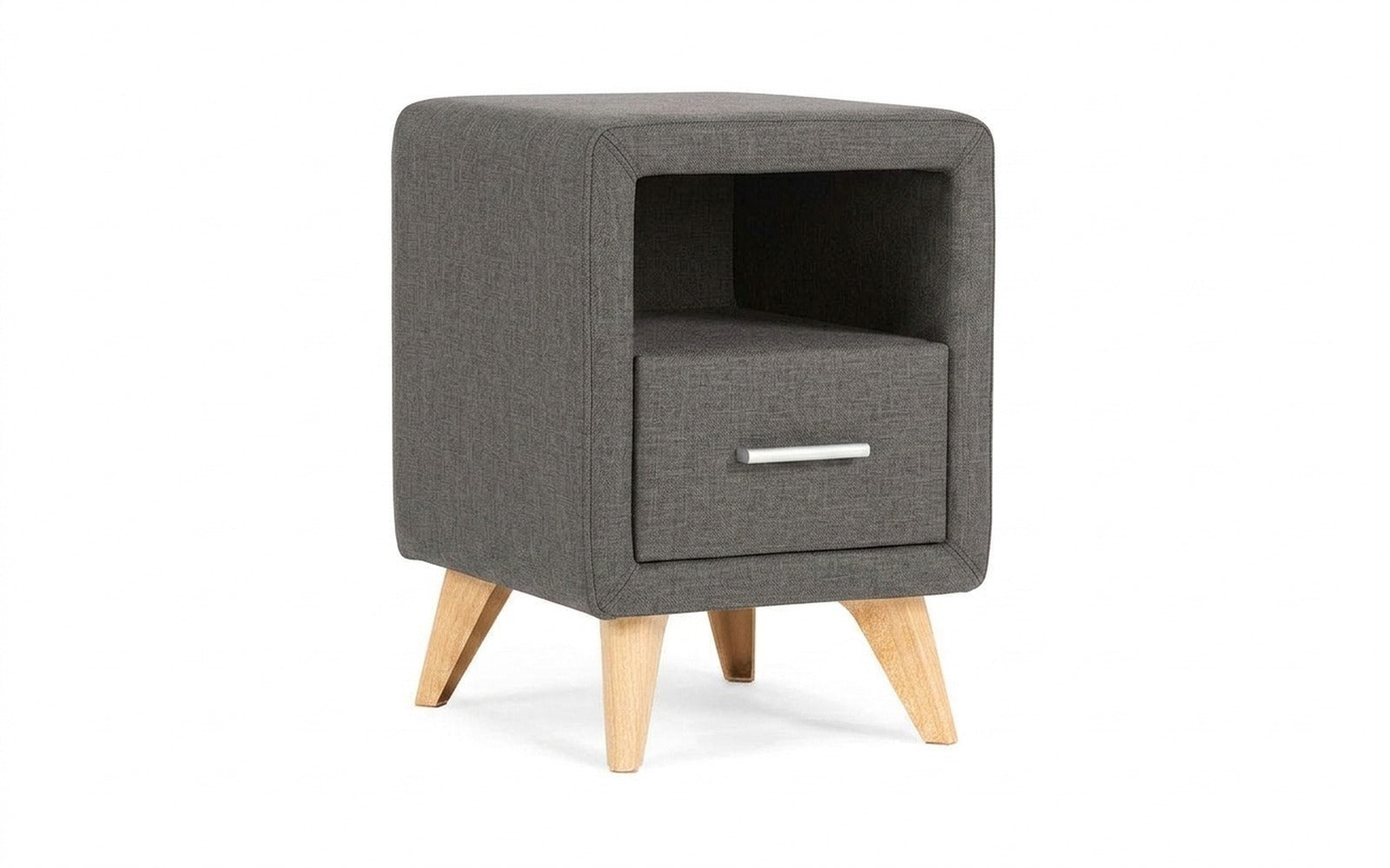 Leda nightstand in Lidot Grey fabric, product photo on white background