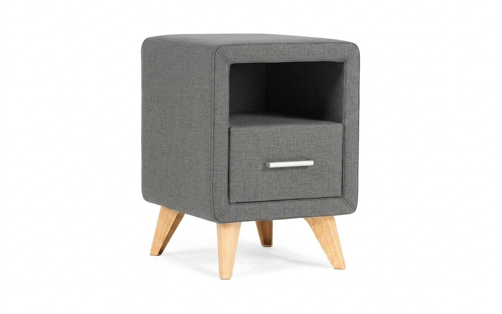 Leda nightstand in Lidot Silver fabric, product photo on white background