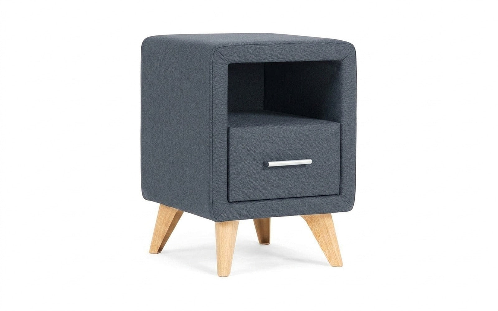 Leda nightstand in Prime Blue fabric, product photo on white background