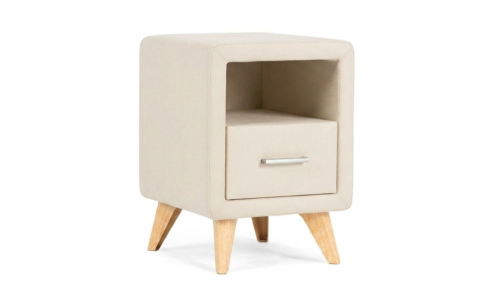 Leda nightstand in Prime White fabric, product photo on white background