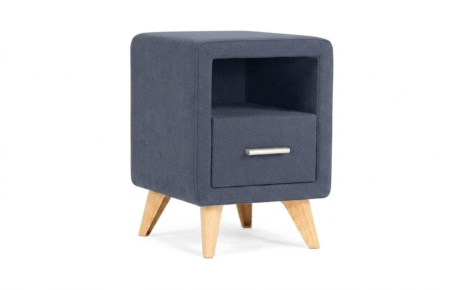Leda nightstand in Royal I Indigo fabric, product photo on white background