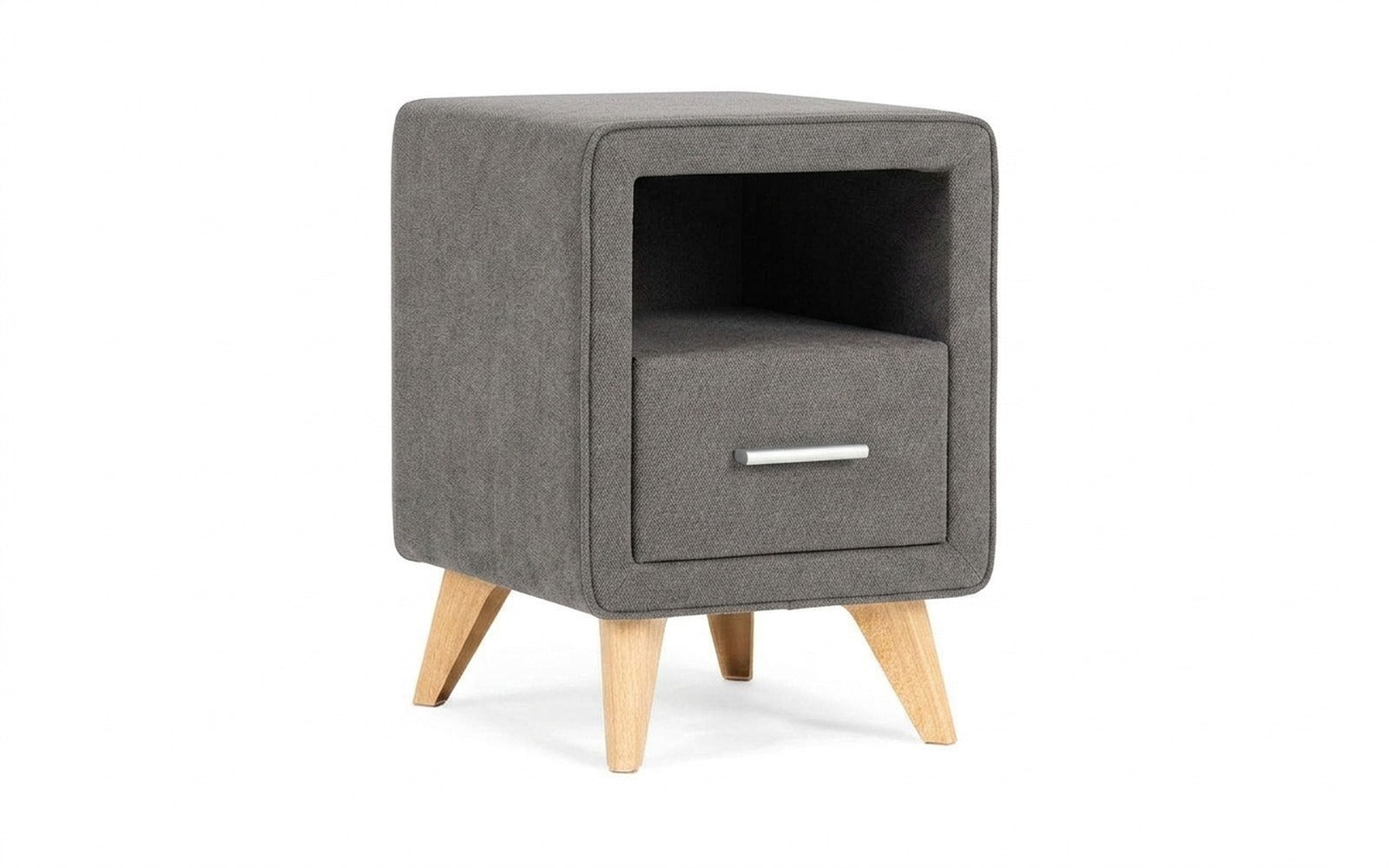 Leda nightstand in Royal I Mist fabric, product photo on white background