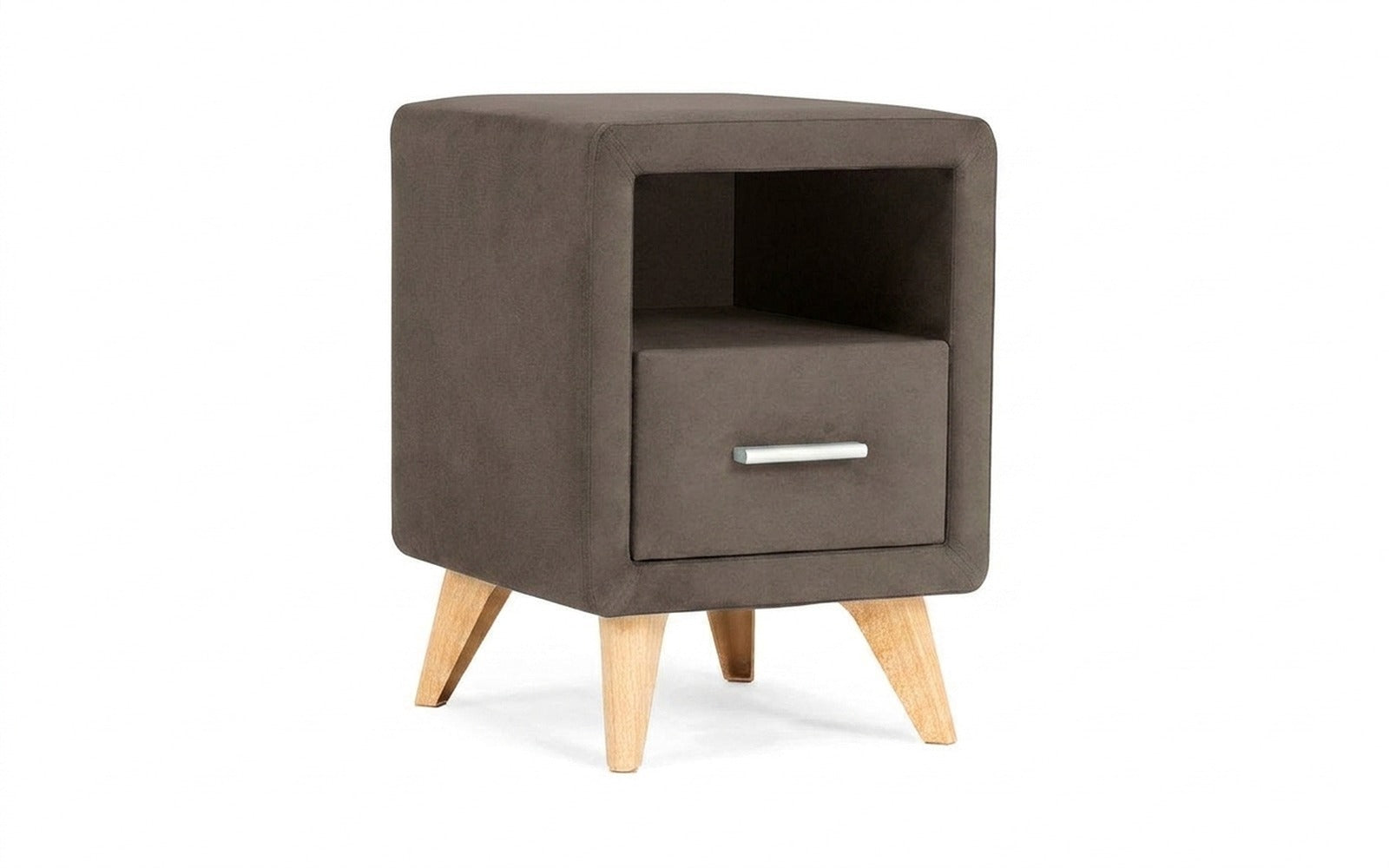 Leda nightstand in Sky Velvet 02 fabric, product photo on white background