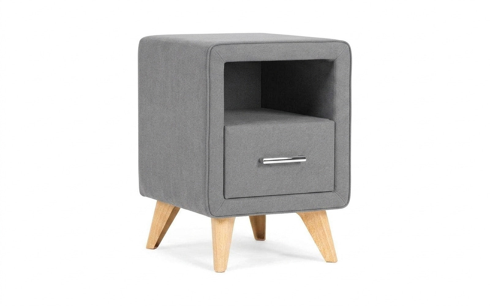 Leda nightstand in Sky Velvet 08 fabric, product photo on white background