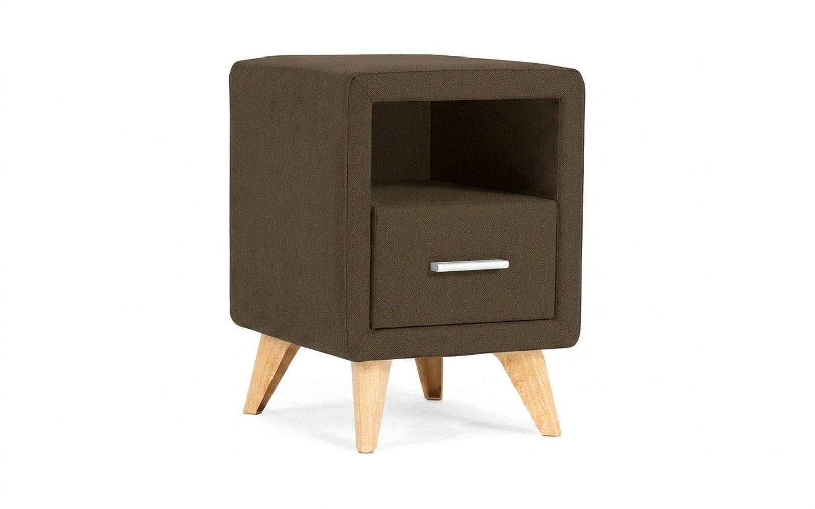 Leda nightstand in Sky Velvet 12 fabric, product photo on white background