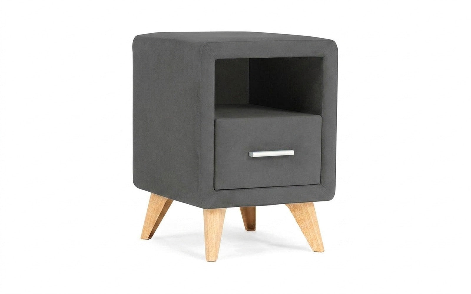 Leda nightstand in Sky Velvet 16 fabric, product photo on white background