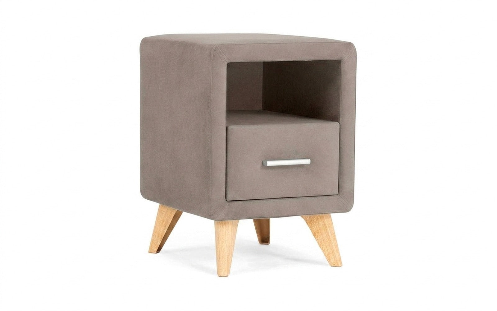 Leda nightstand in Sky Velvet 17 fabric, product photo on white background