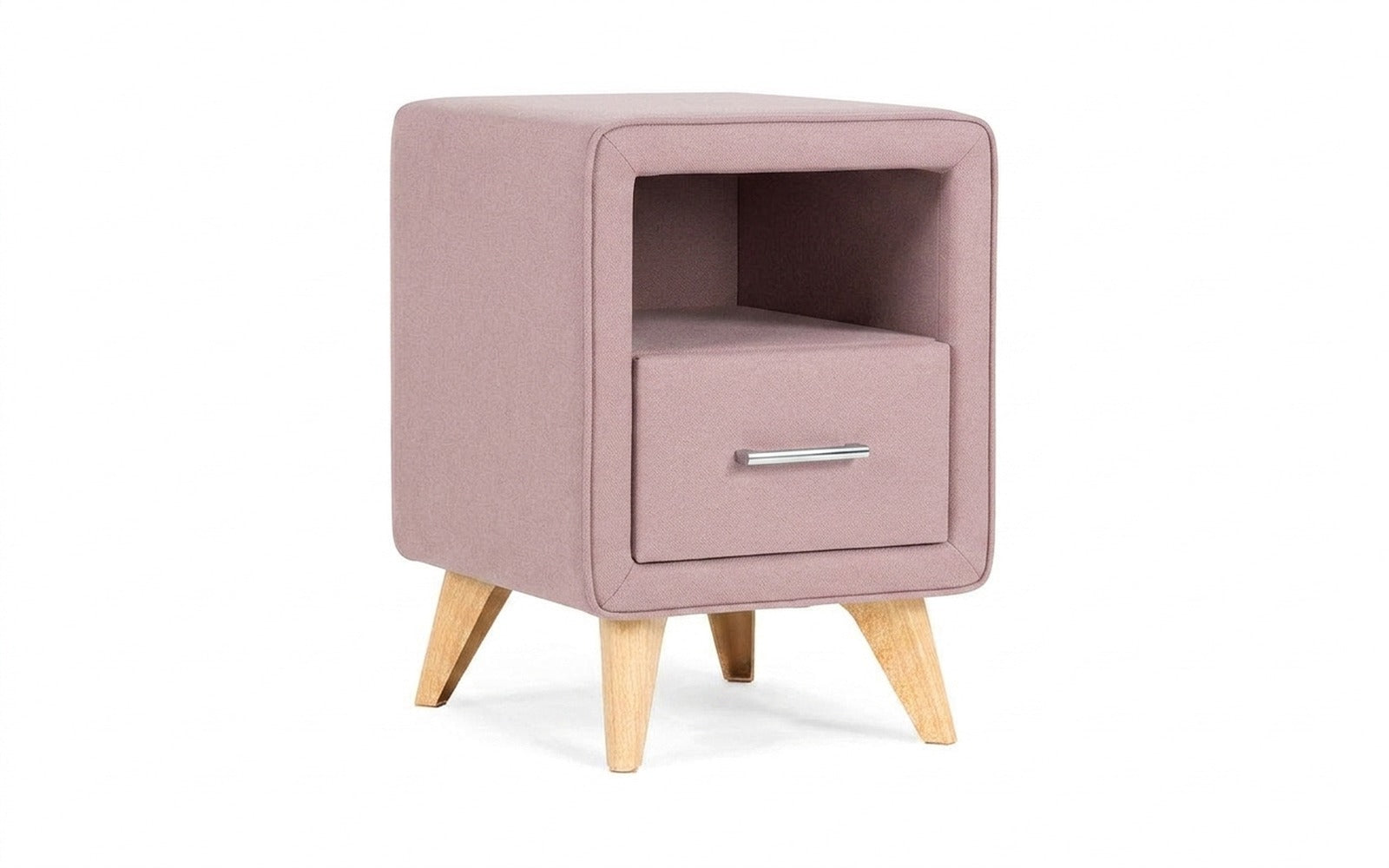 Leda nightstand in Sky Velvet 252 fabric, product photo on white background