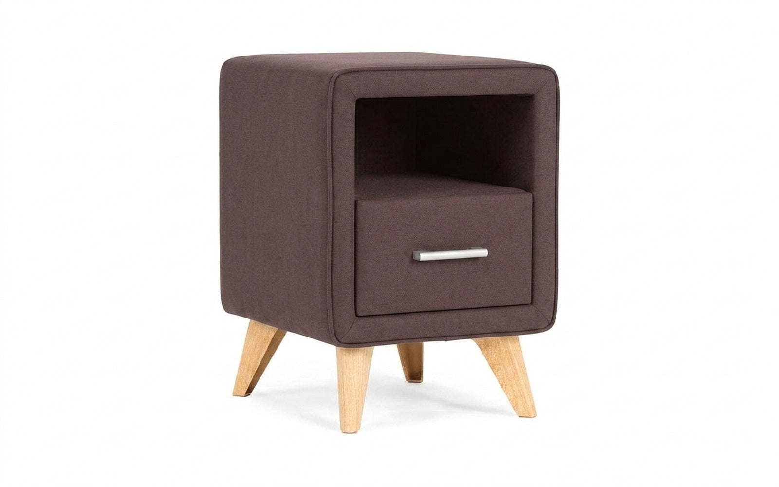 Leda nightstand in Sky Velvet 253 fabric, product photo on white background