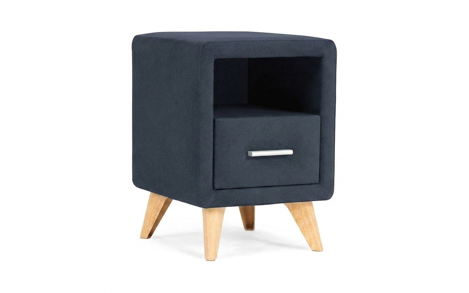Leda nightstand in Sky Velvet 40 fabric, product photo on white background