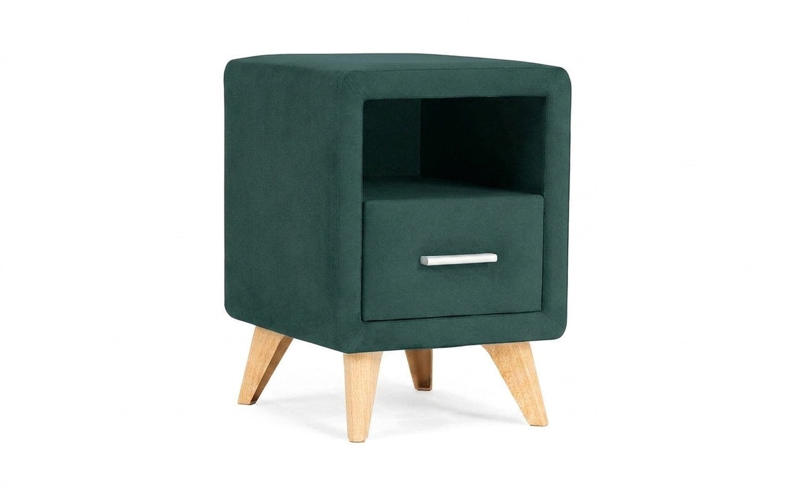 Leda nightstand in Sky Velvet 42 fabric, product photo on white background