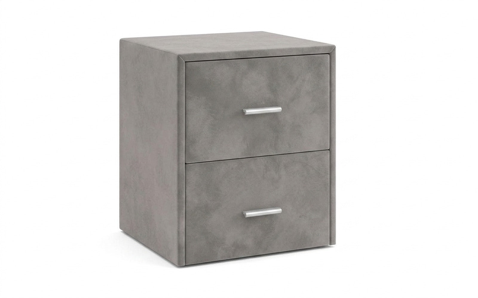 Magda nightstand in Casanova Grey fabric, product photo on white background