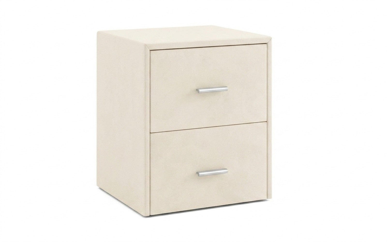 Magda nightstand in Prime White fabric, product photo on white background
