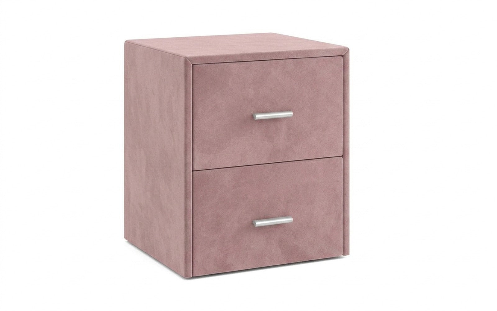 Magda nightstand in Sky Velvet 01 fabric, product photo on white background