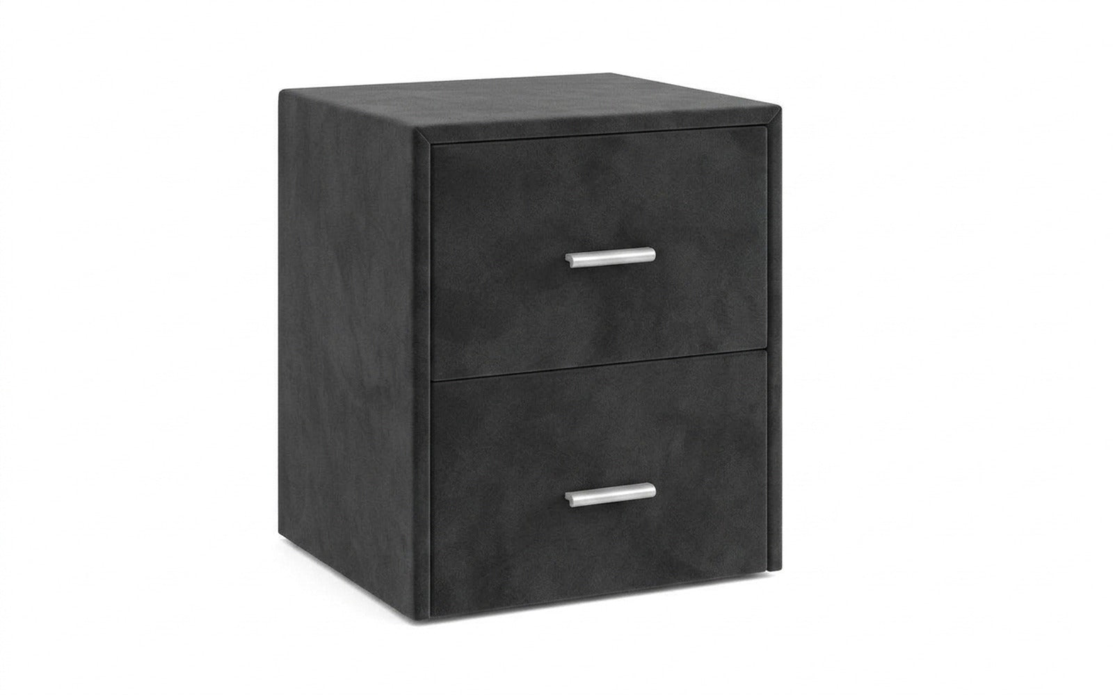 Magda nightstand in Sky Velvet 38 fabric, product photo on white background