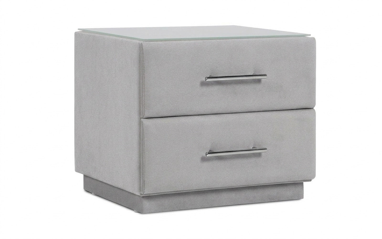 Marco nightstand in Prime Grey fabric, product photo on white background