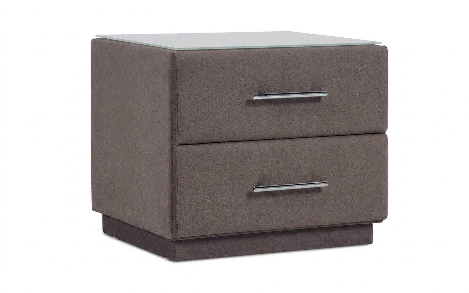 Marco nightstand in Shammy Smoky fabric, product photo on white background