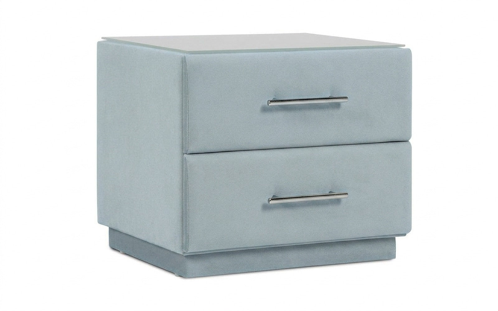 Marco nightstand in Sky Velvet 18 fabric, product photo on white background