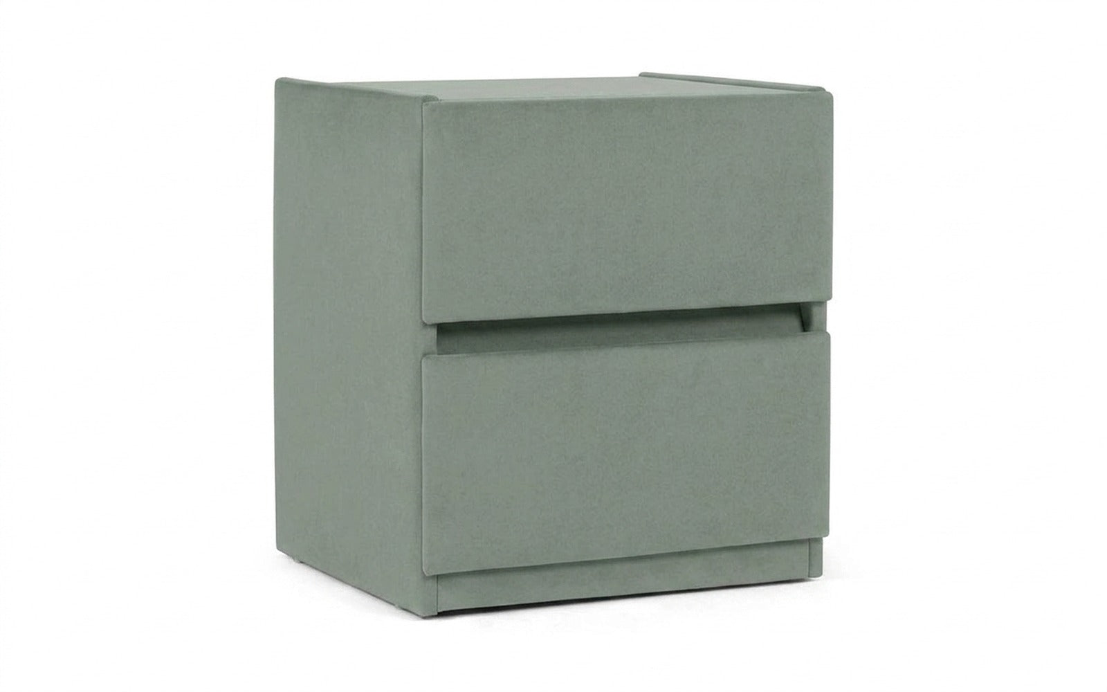 Oscar nightstand in Casanova Celadon fabric, product photo on white background