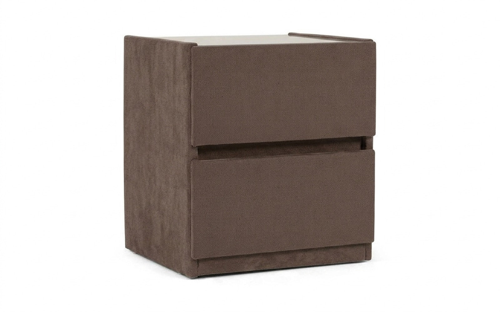 Oscar nightstand in Casanova Chocolate fabric, product photo on white background