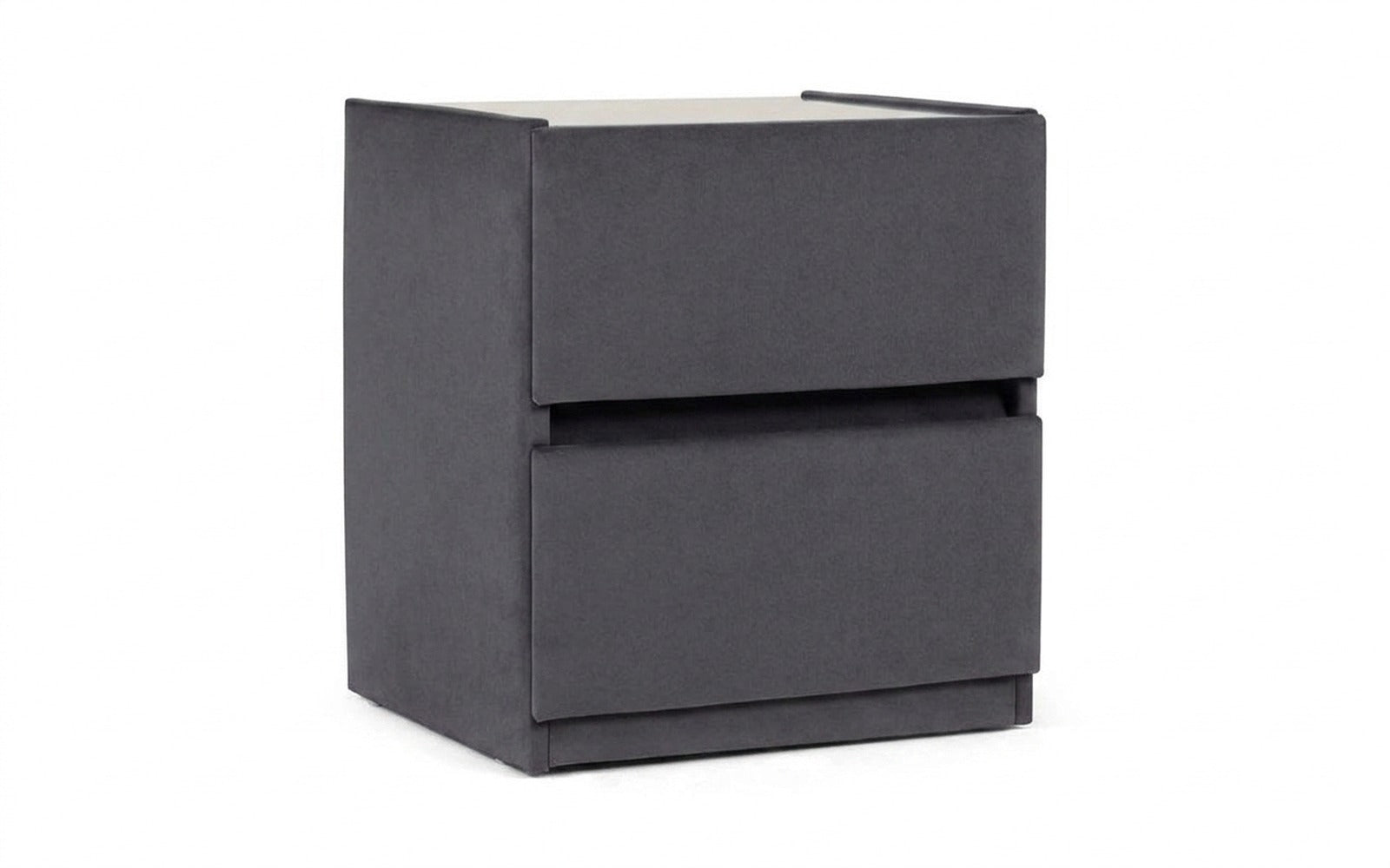Oscar nightstand in Galaktika Blue fabric, product photo on white background