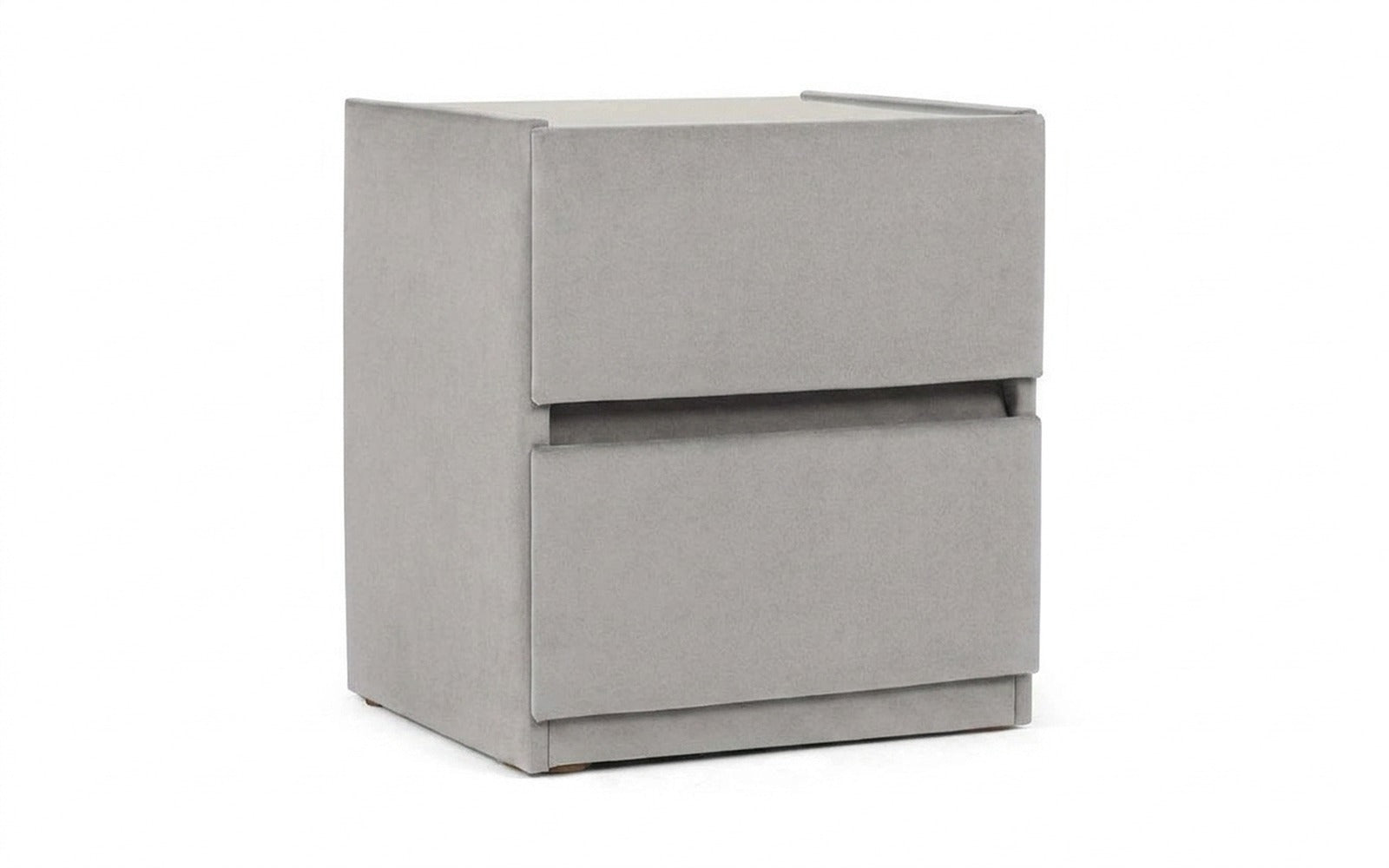 Oscar nightstand in Prime Grey fabric, product photo on white background