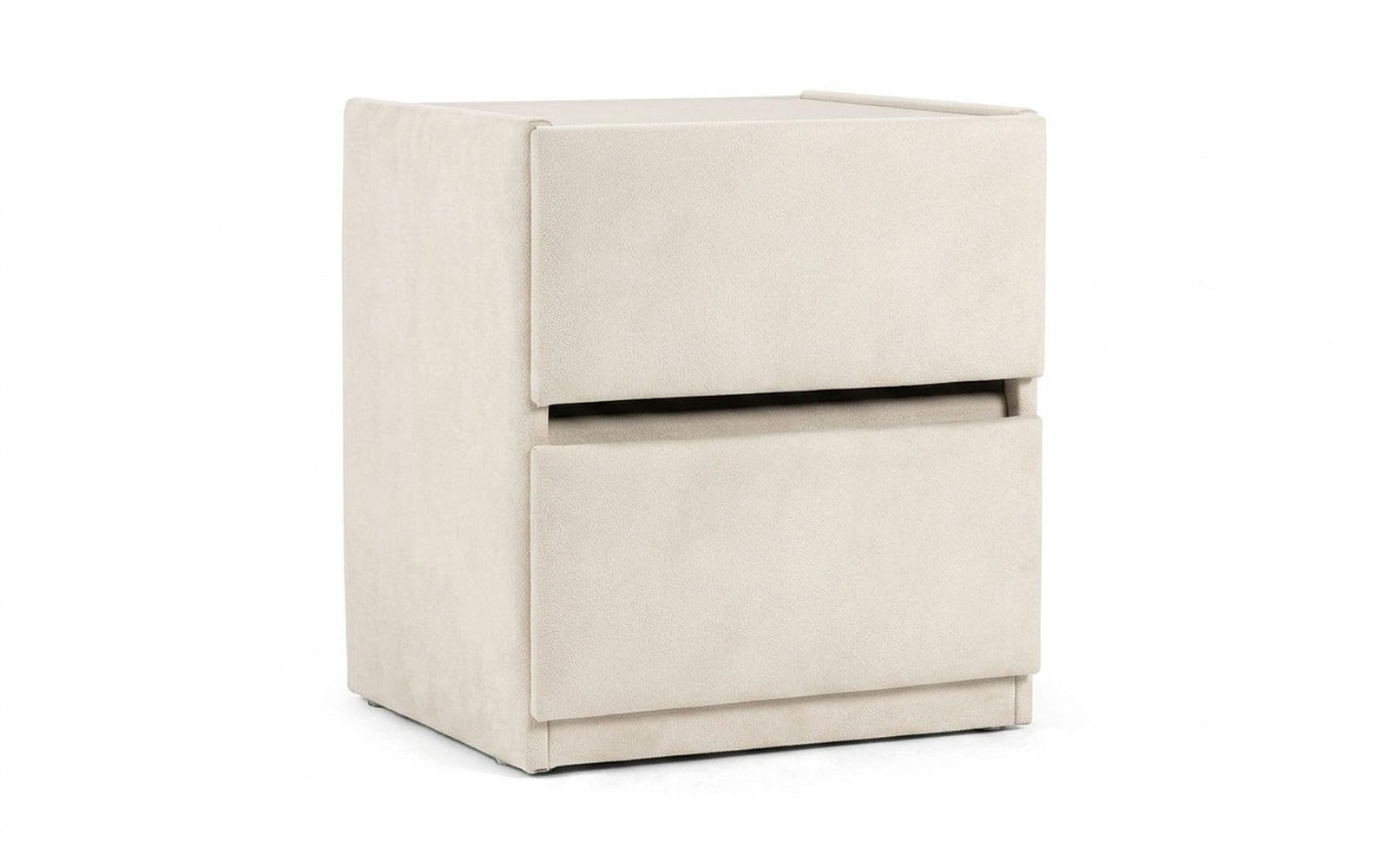 Oscar nightstand in Prime White fabric, product photo on white background