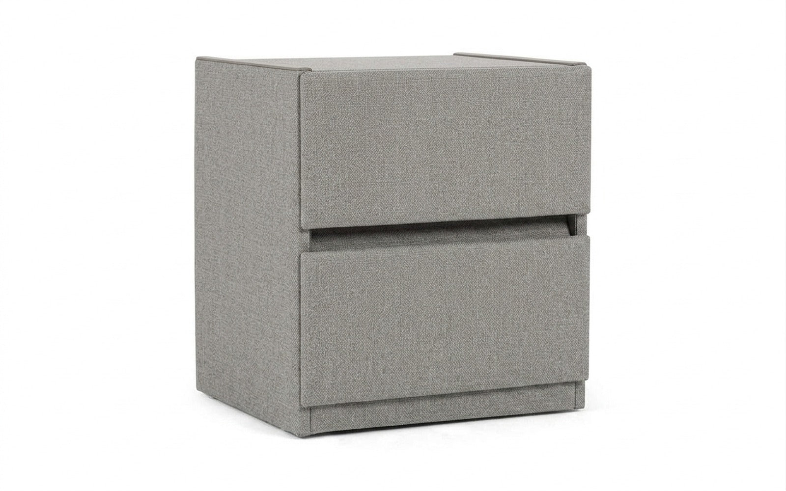Oscar nightstand in Rokky Mist fabric, product photo on white background