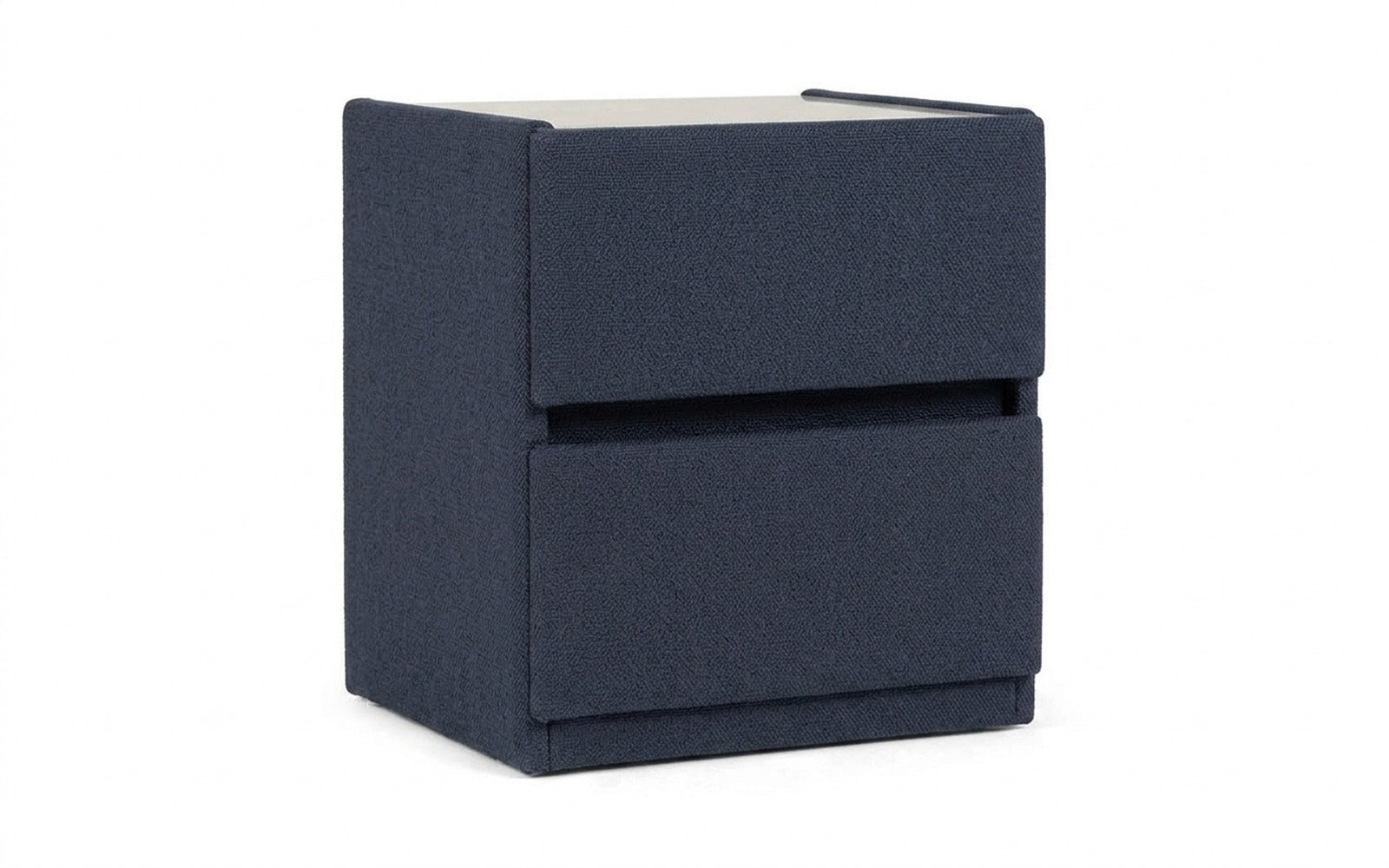 Oscar nightstand in Royal I Indigo fabric, product photo on white background