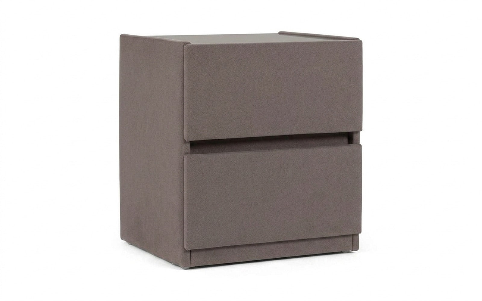 Oscar nightstand in Shammy Smoky fabric, product photo on white background