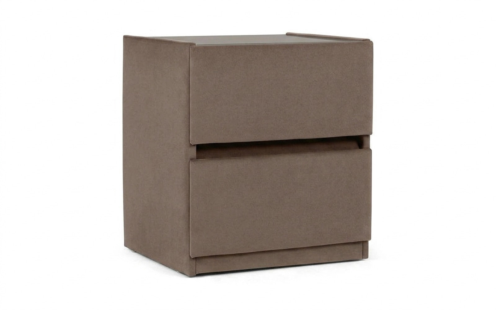 Oscar nightstand in Shammy Terra fabric, product photo on white background