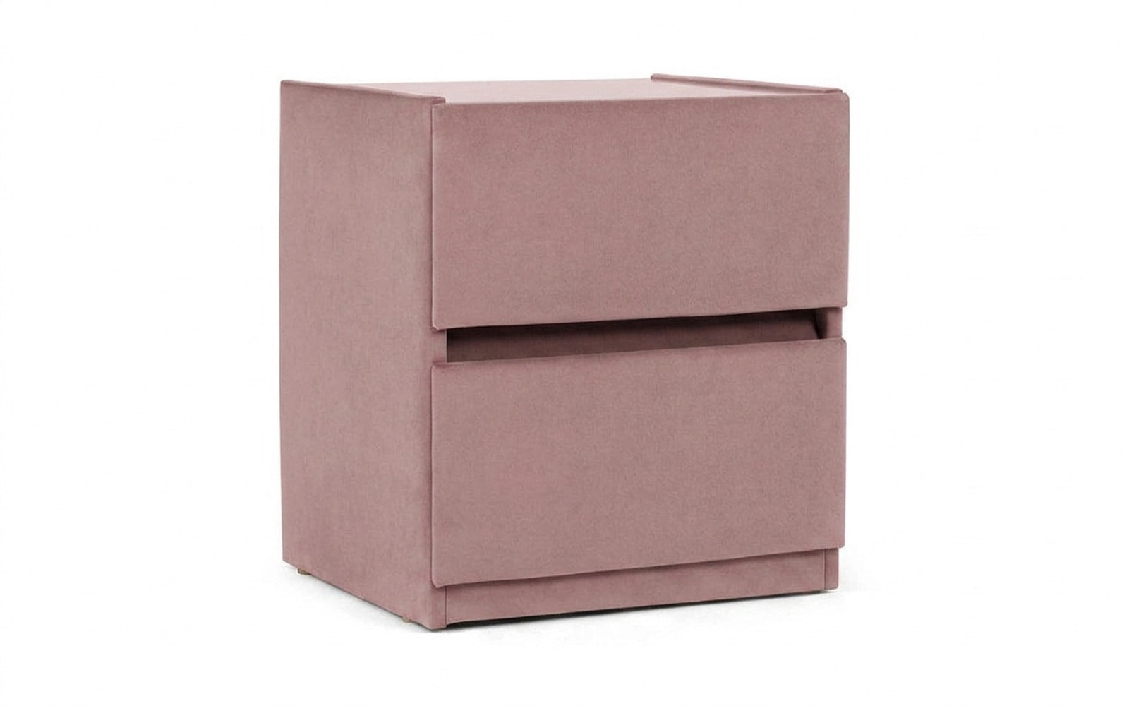 Oscar nightstand in Sky Velvet 01 fabric, product photo on white background