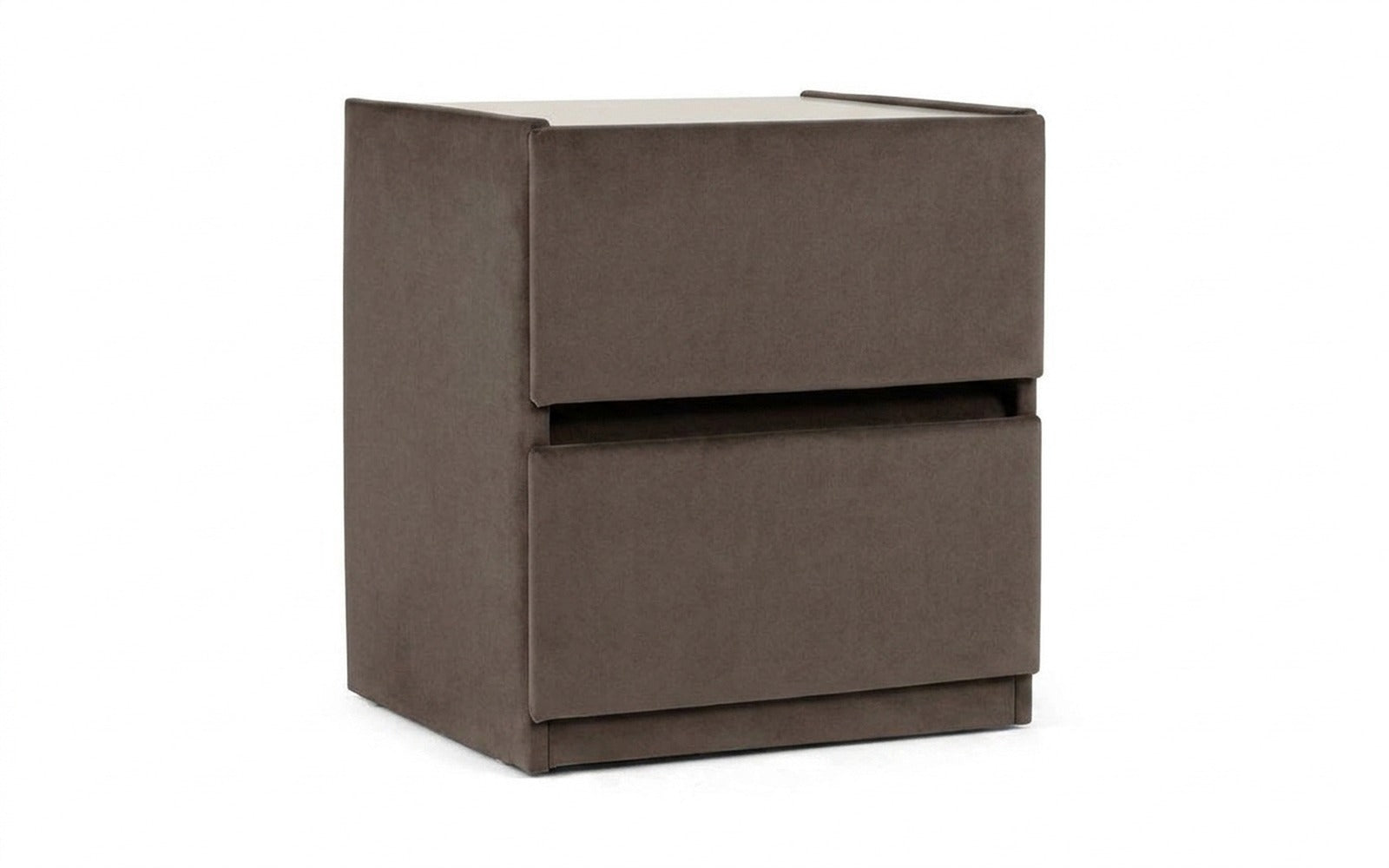Oscar nightstand in Sky Velvet 02 fabric, product photo on white background