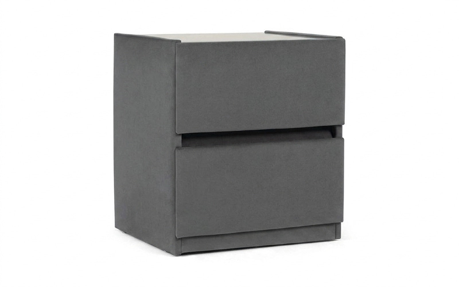Oscar nightstand in Sky Velvet 16 fabric, product photo on white background