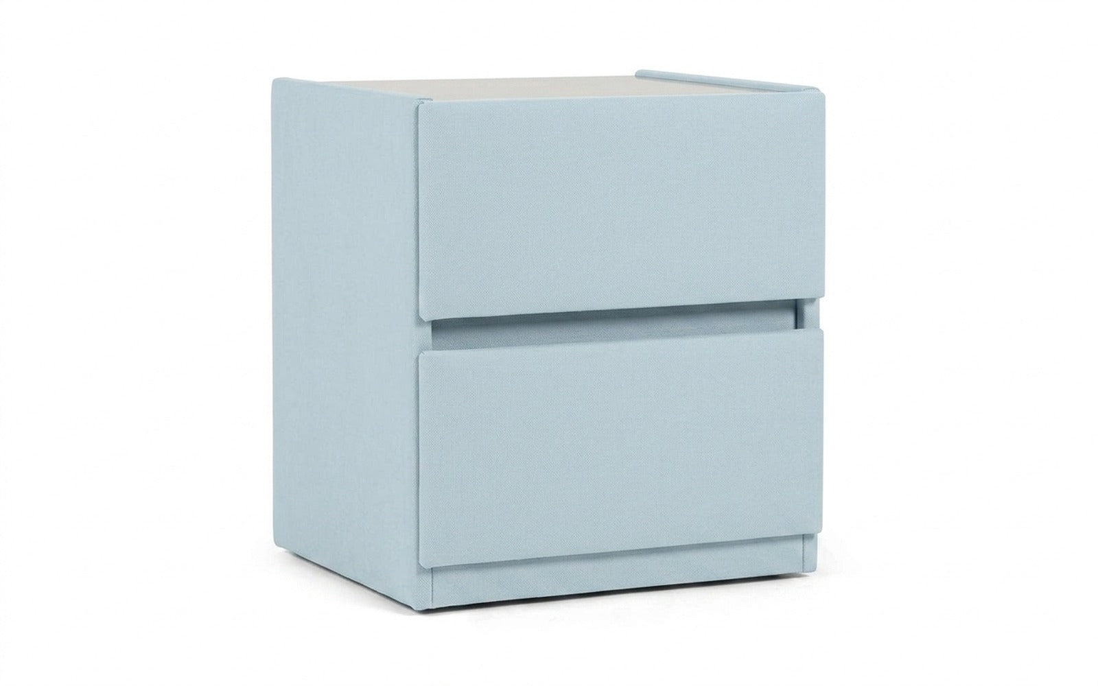 Oscar nightstand in Sky Velvet 18 fabric, product photo on white background